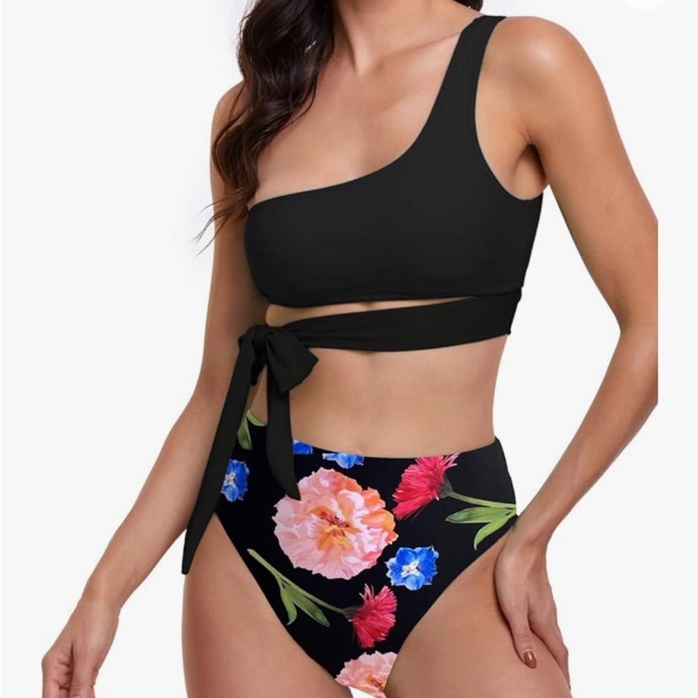 One Shoulder High Waisted Bikini set